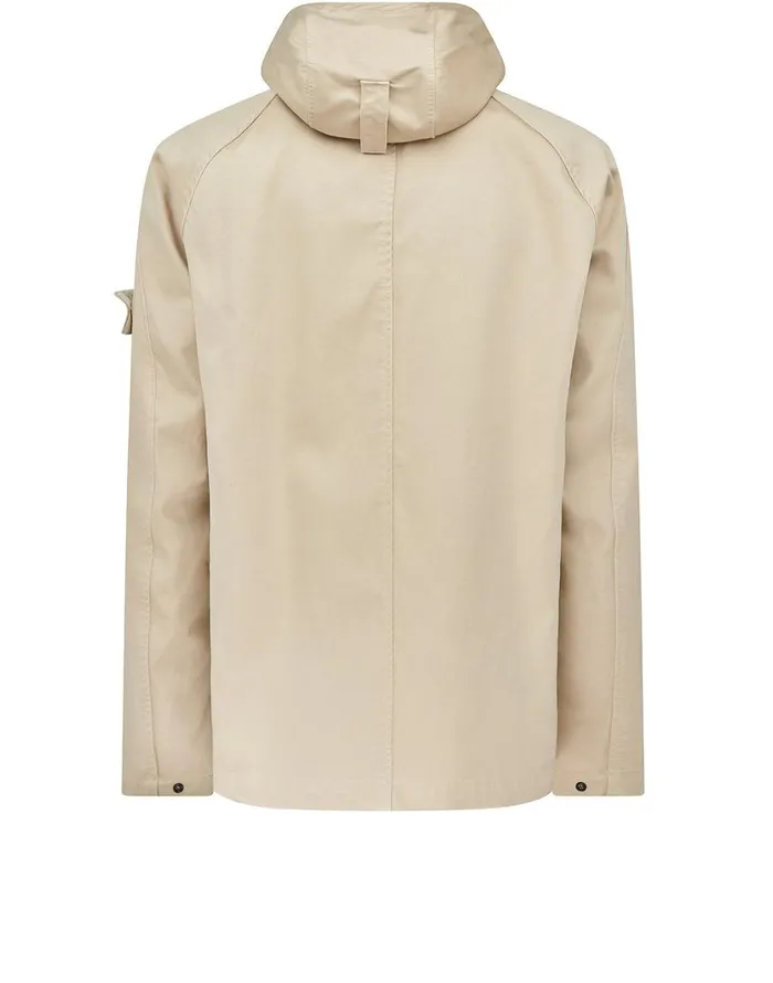 441F1 Raso Gommato Double Ghost Piece Hooded Jacket In BeigeJackets Beige Mens Stone Island Coats and Jackets