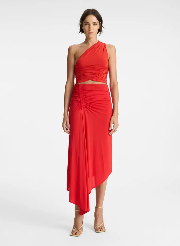 ALC Bottoms Adeline Jersey Midi Skirt Ruby 8211 Women