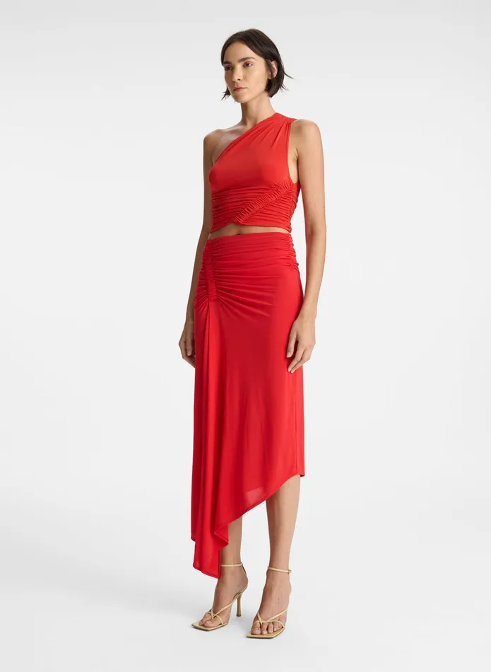 ALC Bottoms Adeline Jersey Midi Skirt Ruby 8211 Women