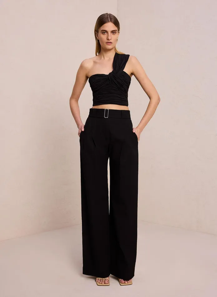 ALC Bottoms Darby Stretch Linen Pant Black 8211 Women