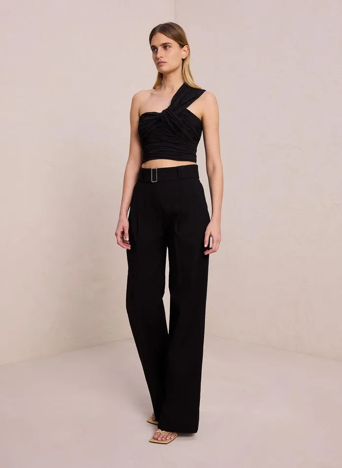 ALC Bottoms Darby Stretch Linen Pant Black 8211 Women