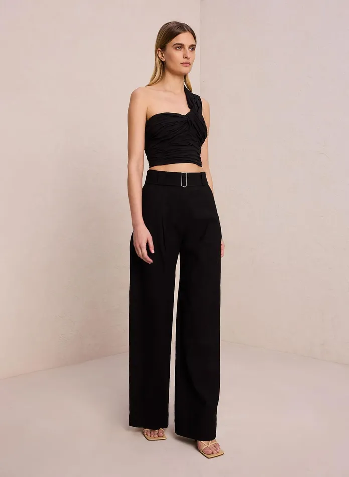 ALC Bottoms Darby Stretch Linen Pant Black 8211 Women