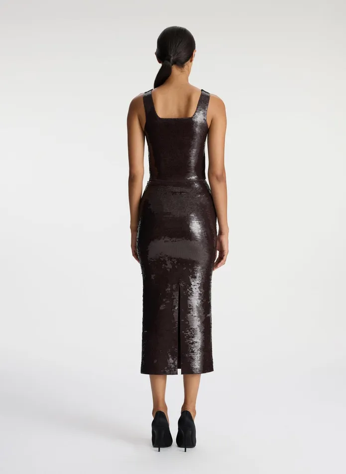 ALC Bottoms Joan Sequin Knit Skirt Dark Brown 8211 Women
