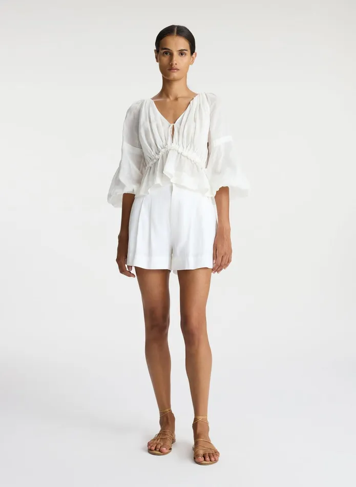 ALC Bottoms Mateo Stretch Linen Short Ecru 8211 Women