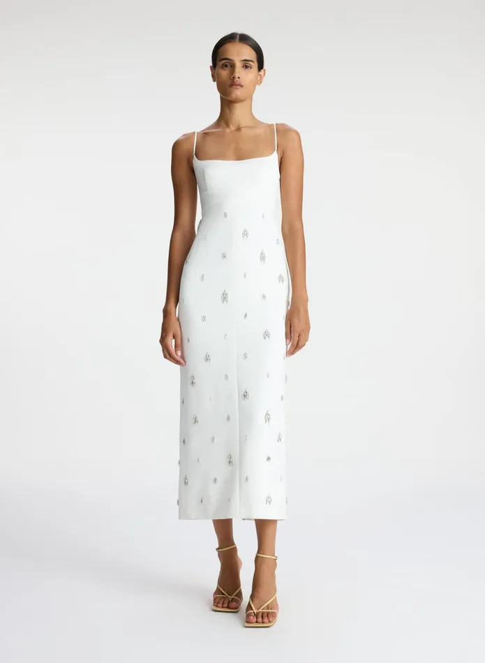 ALC Dresses Alana Embellished Midi Dress White 8211 Women