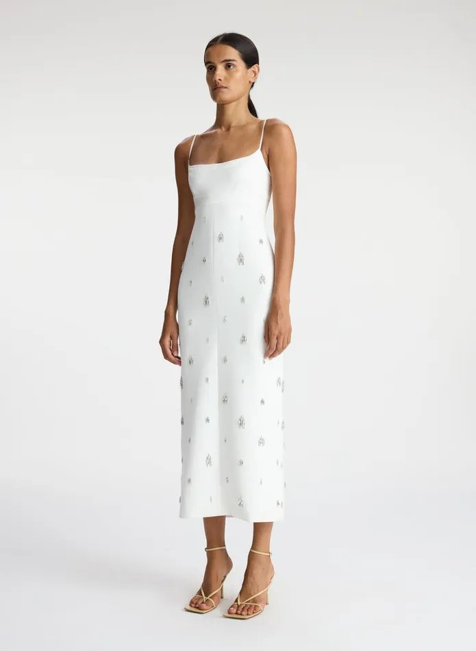 ALC Dresses Alana Embellished Midi Dress White 8211 Women