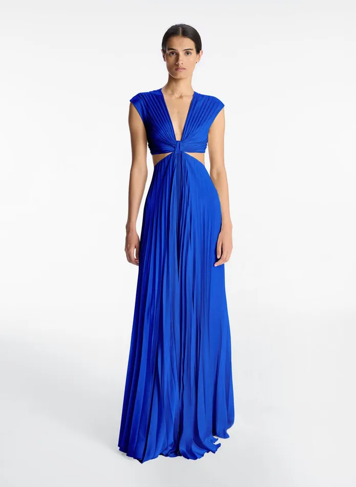 ALC Dresses Alejandra Satin Pleated Dress Cyan 8211 Women