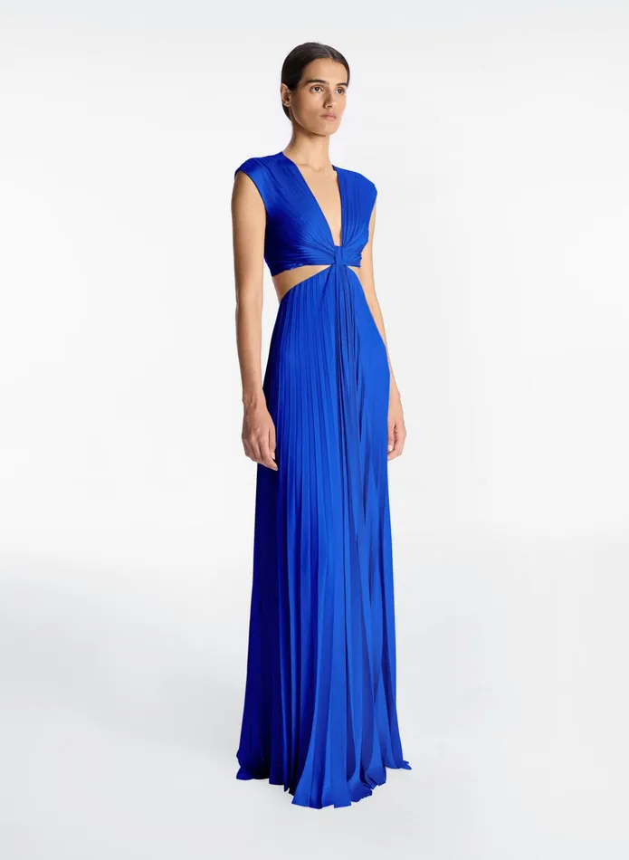 ALC Dresses Alejandra Satin Pleated Dress Cyan 8211 Women