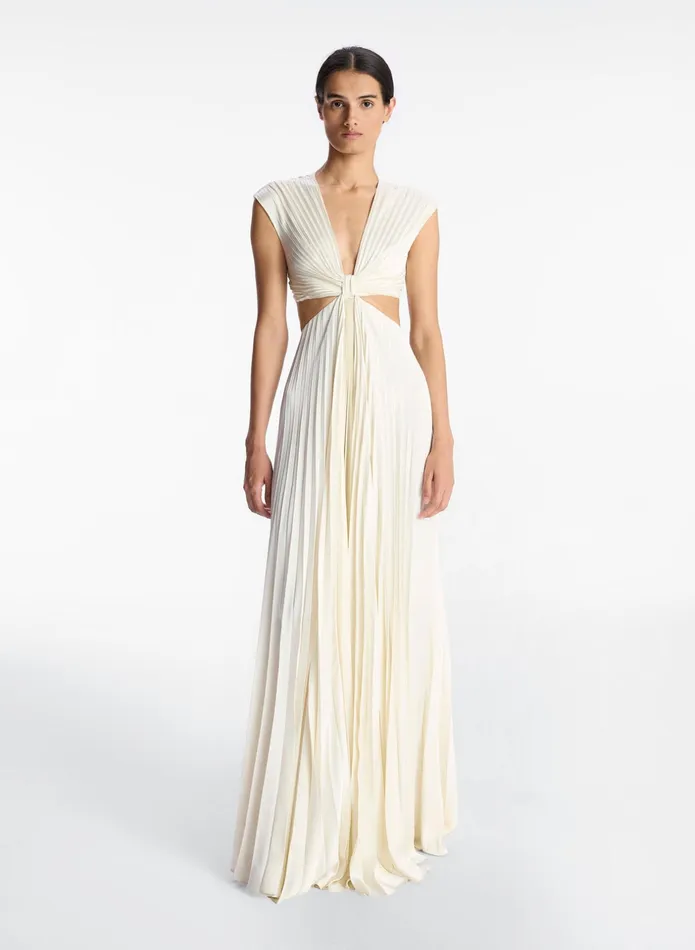 ALC Dresses Alejandra Satin Pleated Dress Whisper White 8211 Women