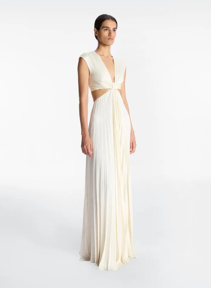 ALC Dresses Alejandra Satin Pleated Dress Whisper White 8211 Women