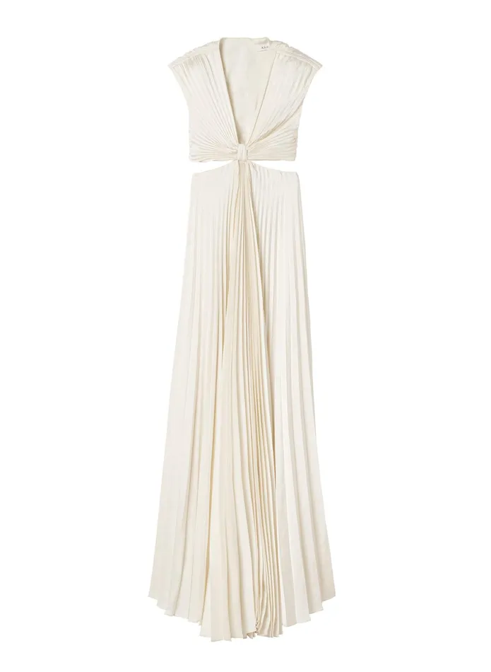 ALC Dresses Alejandra Satin Pleated Dress Whisper White 8211 Women
