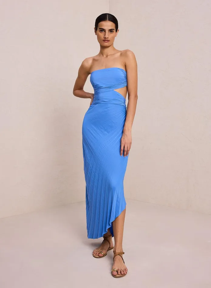 ALC Dresses Andie Strapless Pleated Dress Coastal Blue 8211 Women