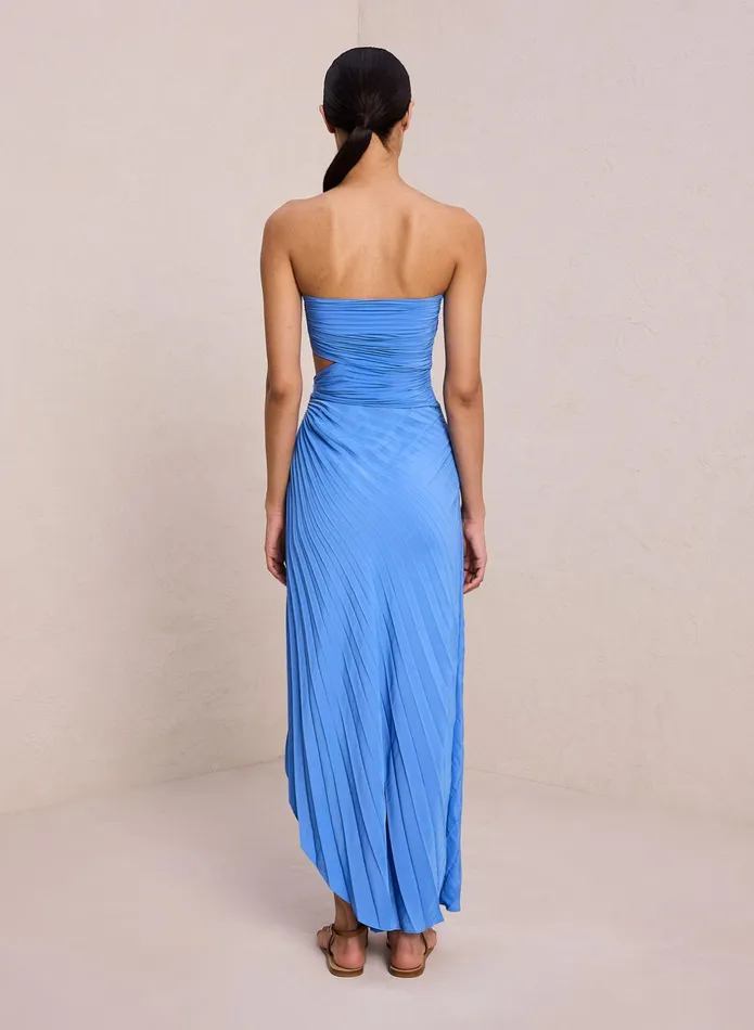 ALC Dresses Andie Strapless Pleated Dress Coastal Blue 8211 Women