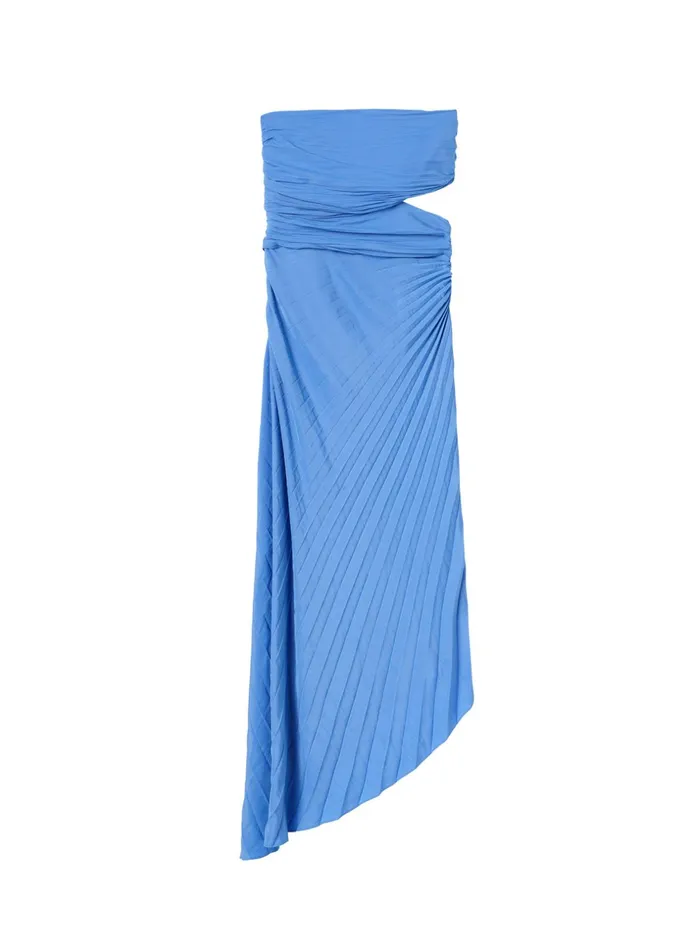ALC Dresses Andie Strapless Pleated Dress Coastal Blue 8211 Women