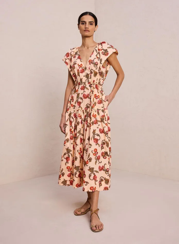 ALC Dresses August Cotton Midi Dress Peach Dust Multi 8211 Women