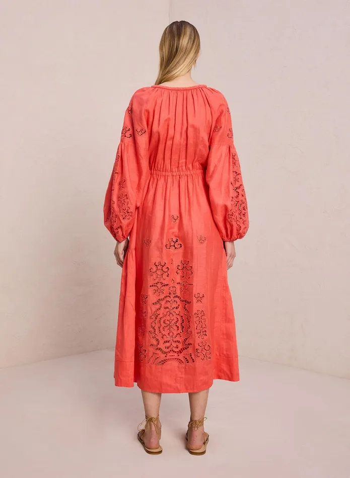 ALC Dresses Capri Embroidered Linen Dress Spiced Coralspiced Coral 8211 Women