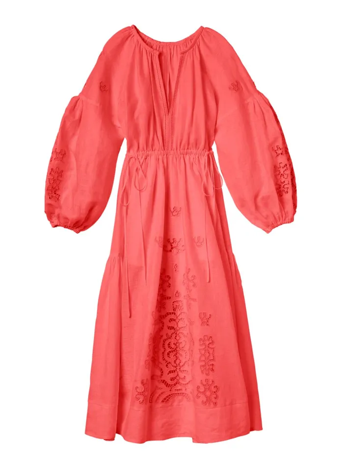 ALC Dresses Capri Embroidered Linen Dress Spiced Coralspiced Coral 8211 Women
