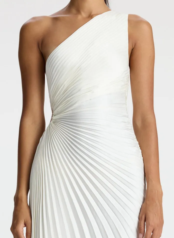ALC Dresses Delfina Satin Pleated Dress Whisper White 8211 Women