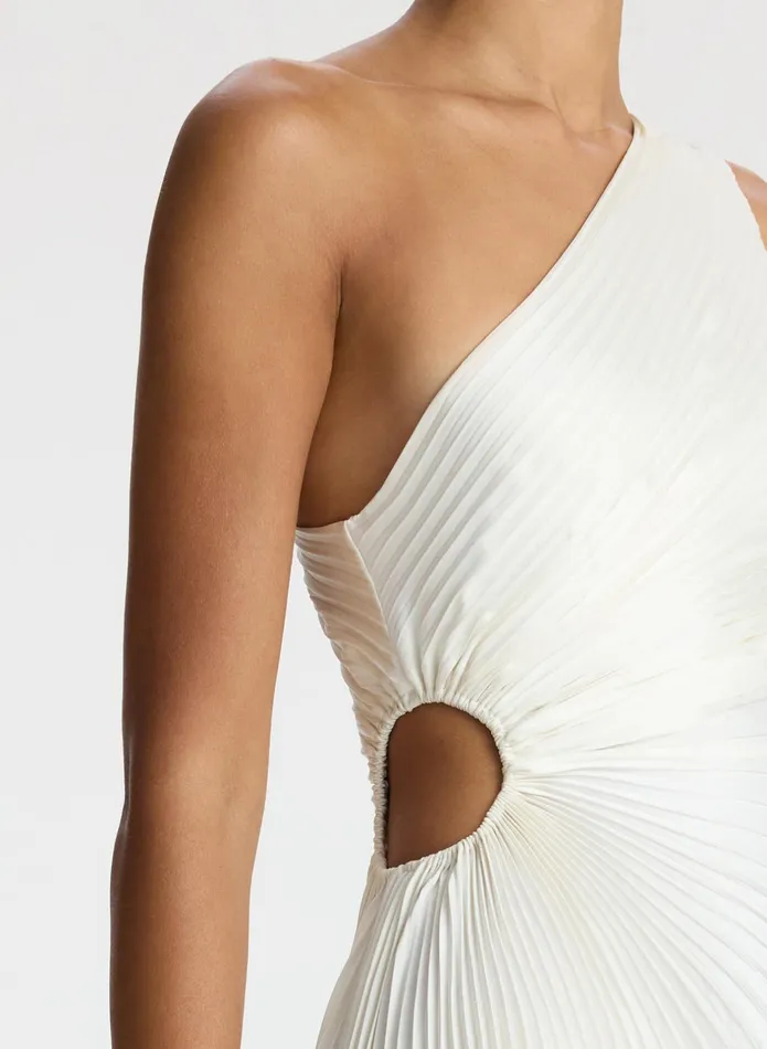 ALC Dresses Delfina Satin Pleated Dress Whisper White 8211 Women