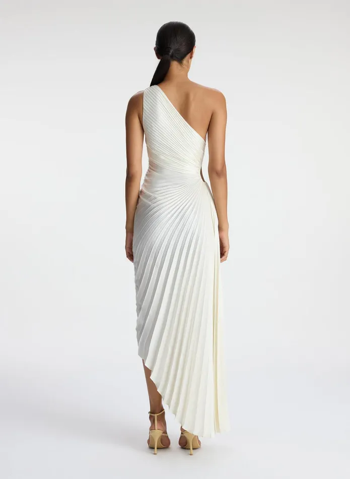 ALC Dresses Delfina Satin Pleated Dress Whisper White 8211 Women