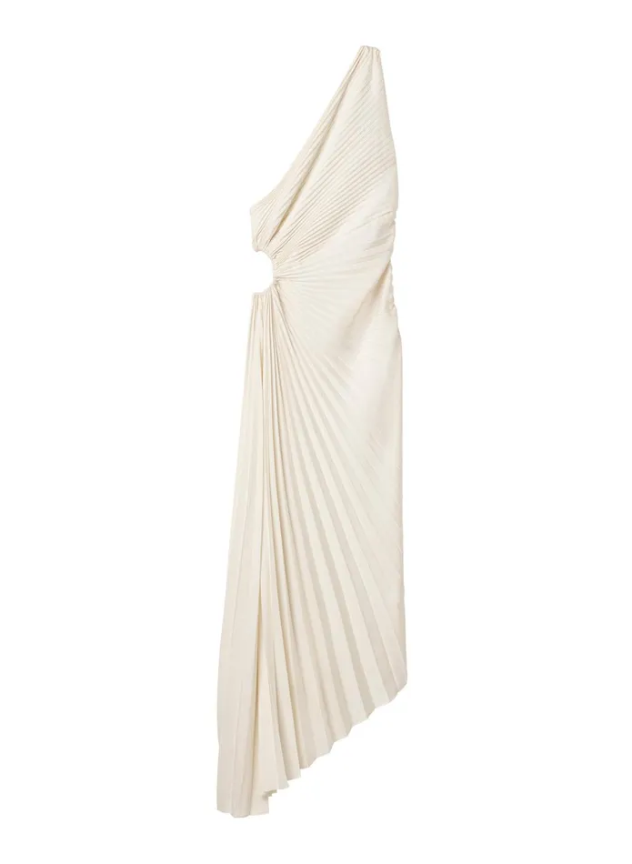 ALC Dresses Delfina Satin Pleated Dress Whisper White 8211 Women