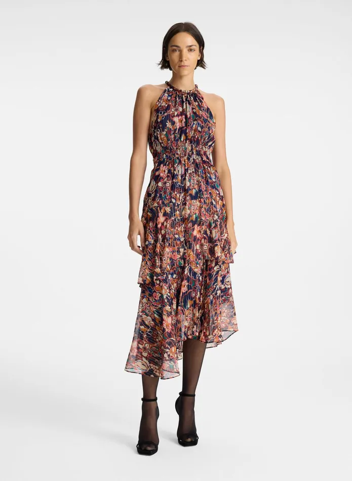 ALC Dresses Elaine Silk Midi Dress Port Wine Multi 8211 Women