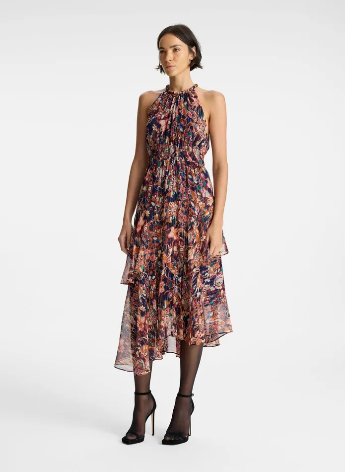 ALC Dresses Elaine Silk Midi Dress Port Wine Multi 8211 Women