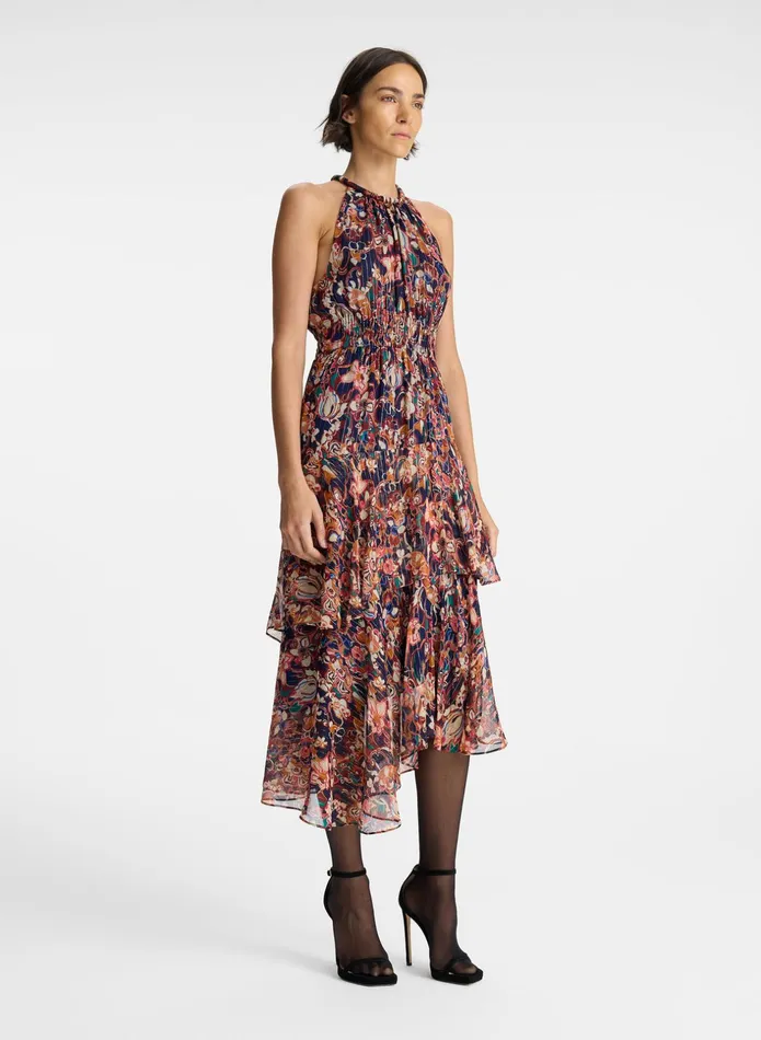 ALC Dresses Elaine Silk Midi Dress Port Wine Multi 8211 Women