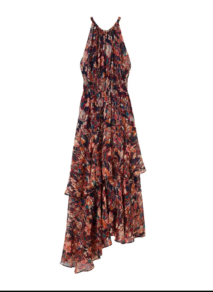 ALC Dresses Elaine Silk Midi Dress Port Wine Multi 8211 Women