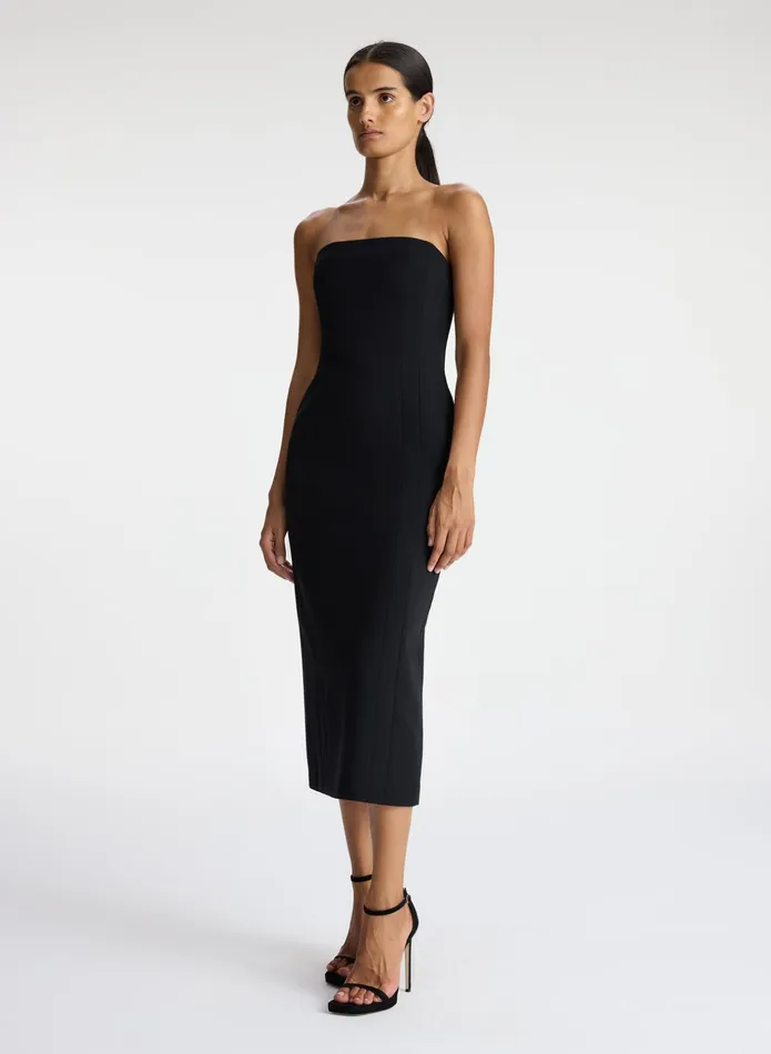 ALC Dresses Elizabeth Strapless Midi Dress Black 8211 Women