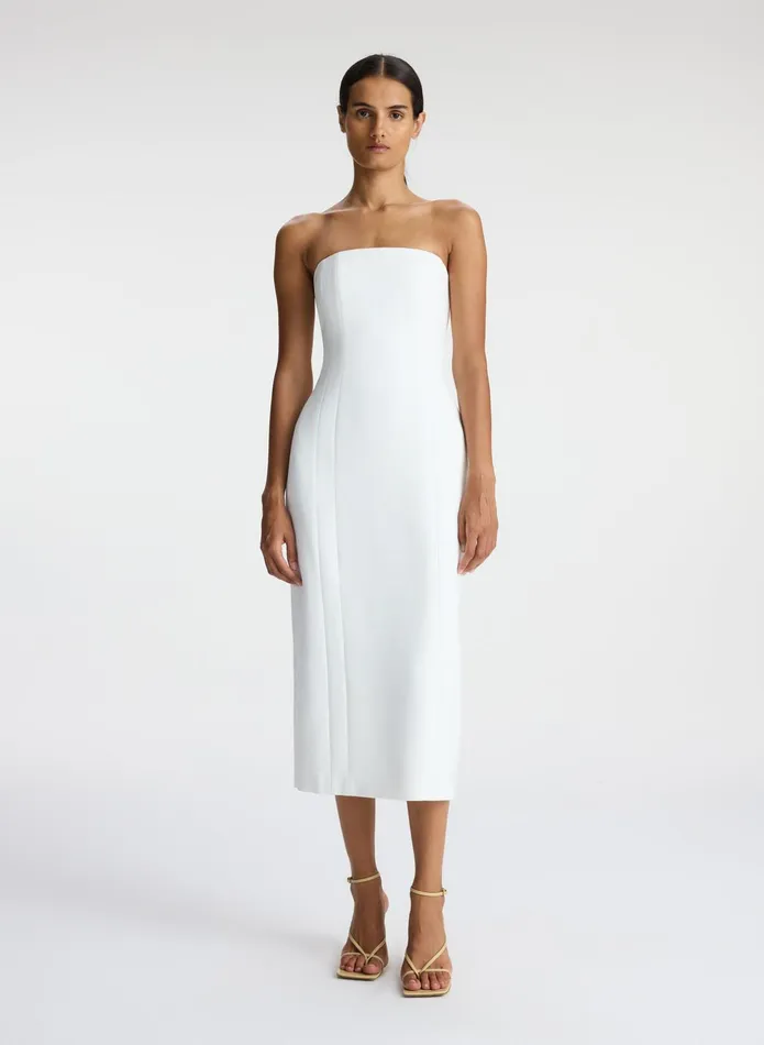 ALC Dresses Elizabeth Strapless Midi Dress White 8211 Women