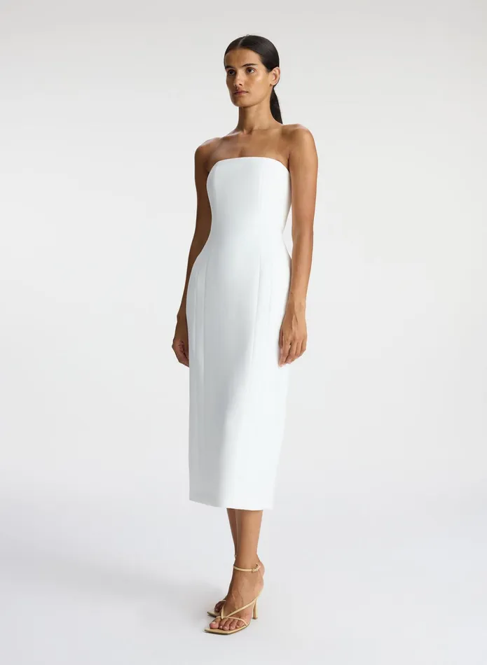 ALC Dresses Elizabeth Strapless Midi Dress White 8211 Women