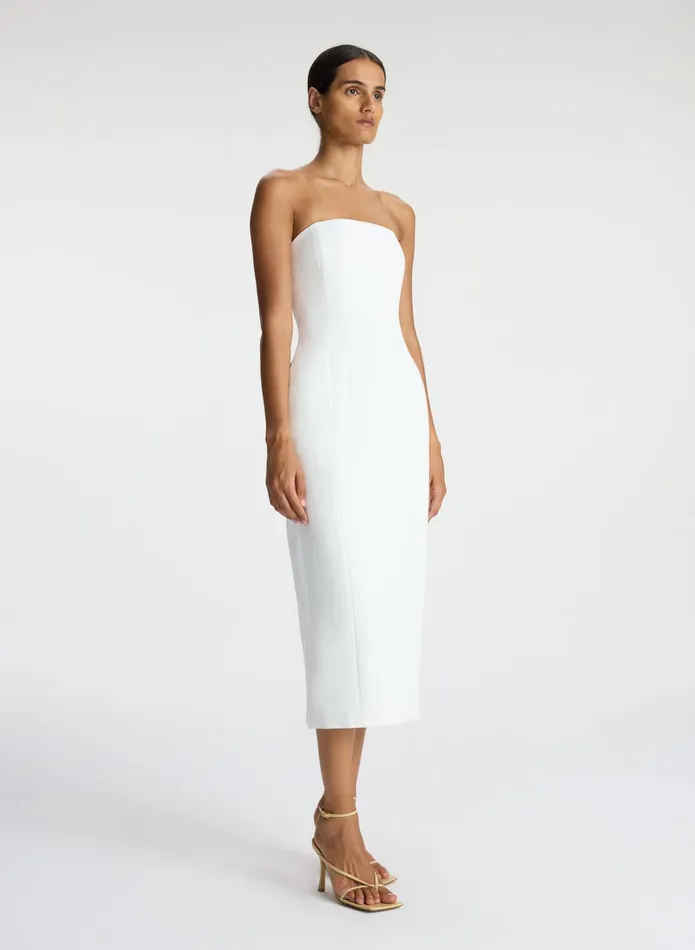 ALC Dresses Elizabeth Strapless Midi Dress White 8211 Women