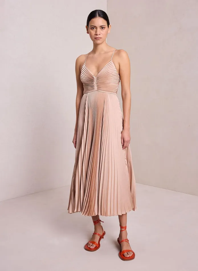 ALC Dresses Gemini Satin Pleated Dress Bella 8211 Women