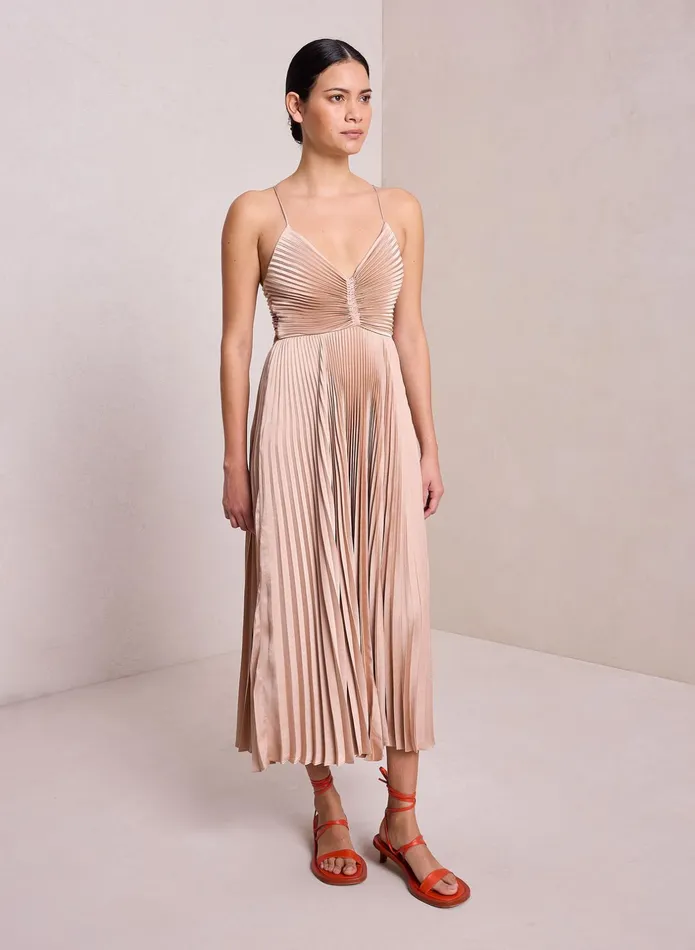 ALC Dresses Gemini Satin Pleated Dress Bella 8211 Women