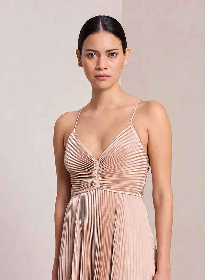 ALC Dresses Gemini Satin Pleated Dress Bella 8211 Women