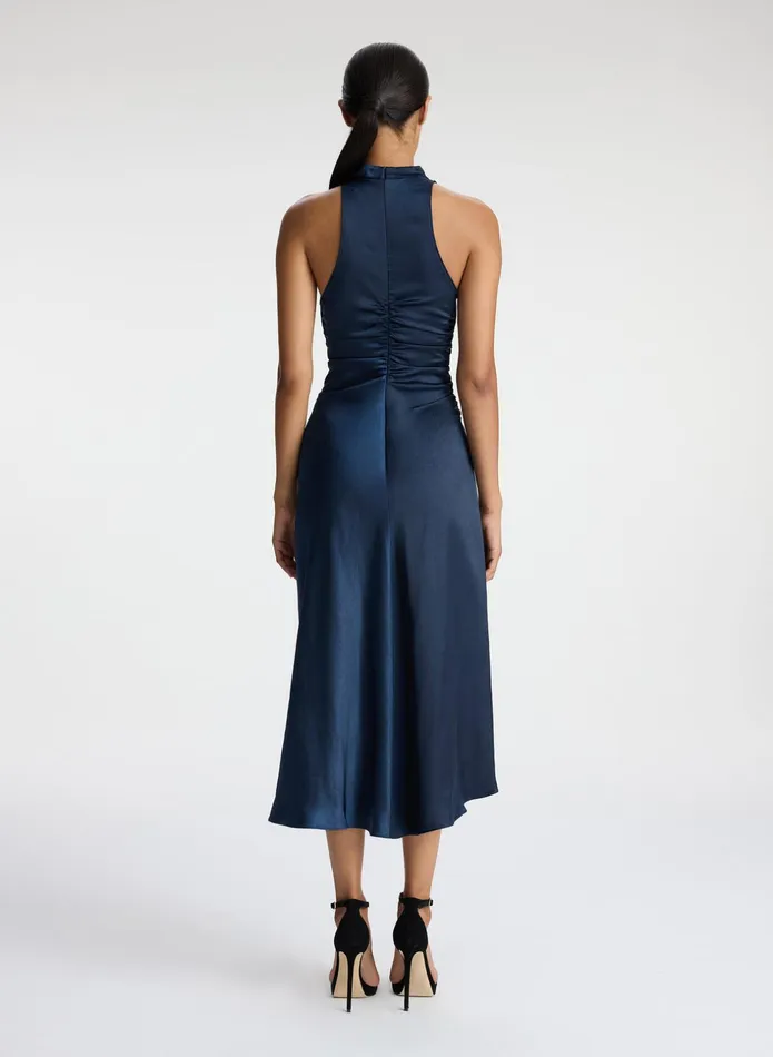 ALC Dresses Inez Satin Midi Dress Dark Sapphire 8211 Women