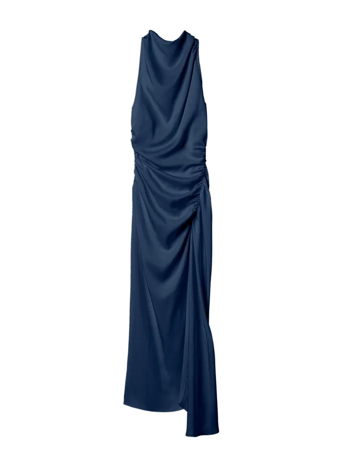 ALC Dresses Inez Satin Midi Dress Dark Sapphire 8211 Women