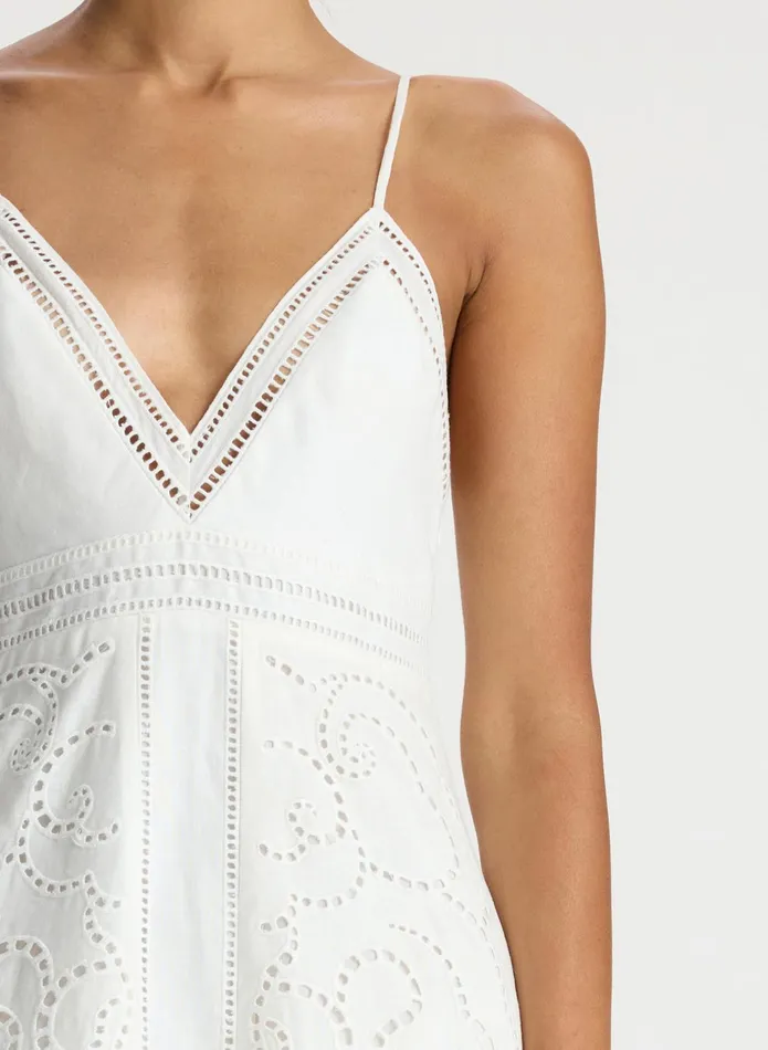 ALC Dresses Josie Embroidered Linen Midi Dress White 8211 Women
