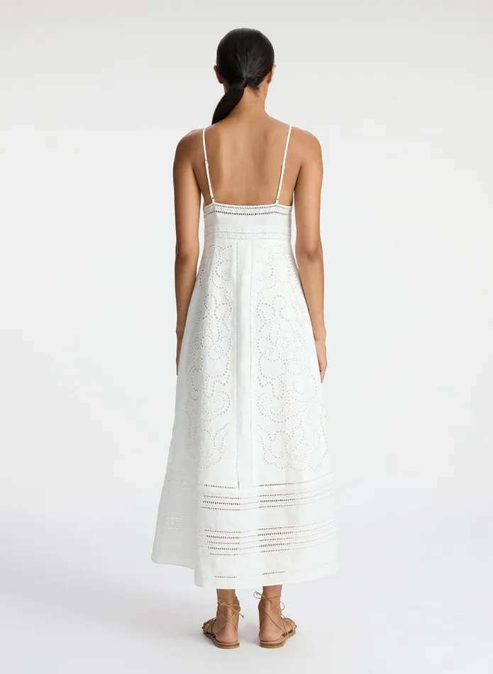 ALC Dresses Josie Embroidered Linen Midi Dress White 8211 Women