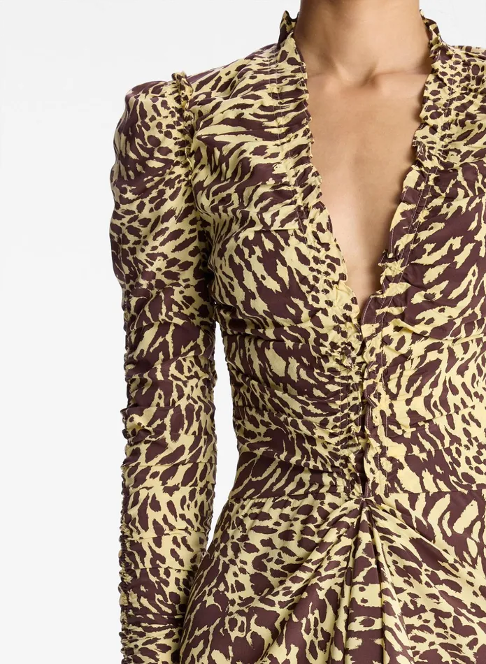 ALC Dresses Marcie Silk Mini Dress Golden Hazechocolate Plum 8211 Women