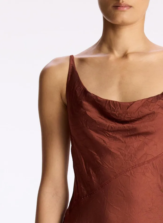 ALC Dresses Pixie Crinkle Satin Dress Burnt Umber 8211 Women