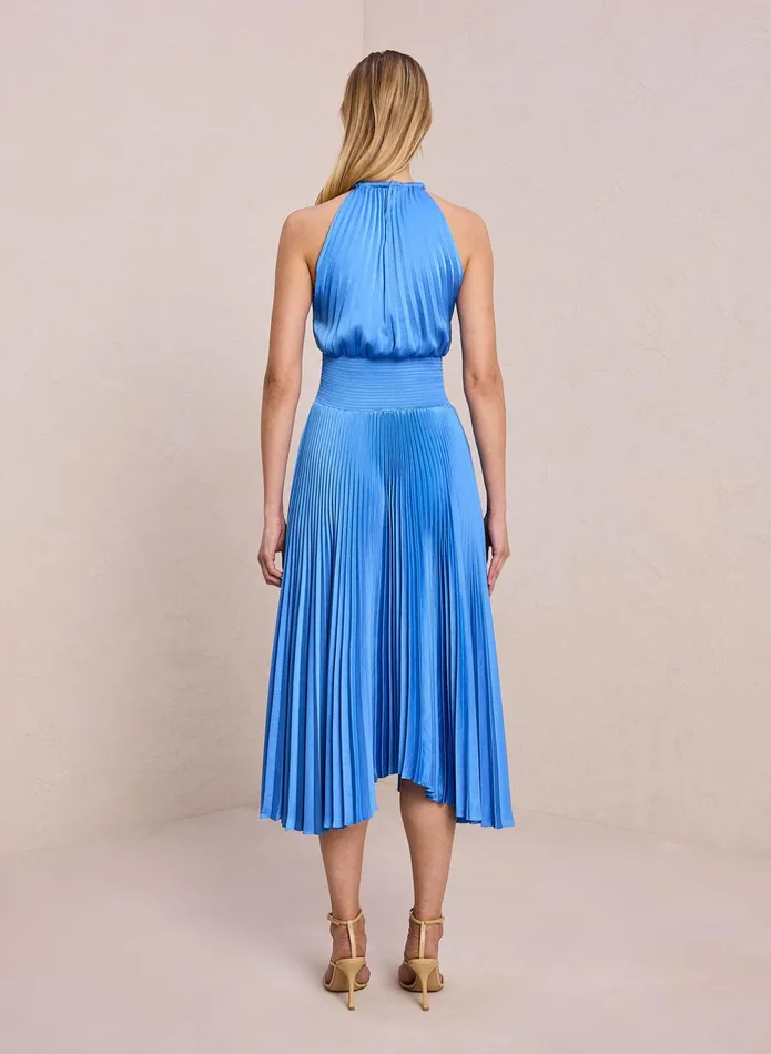 ALC Dresses Renzo Ii Satin Pleated Dress Blue Sea 8211 Women
