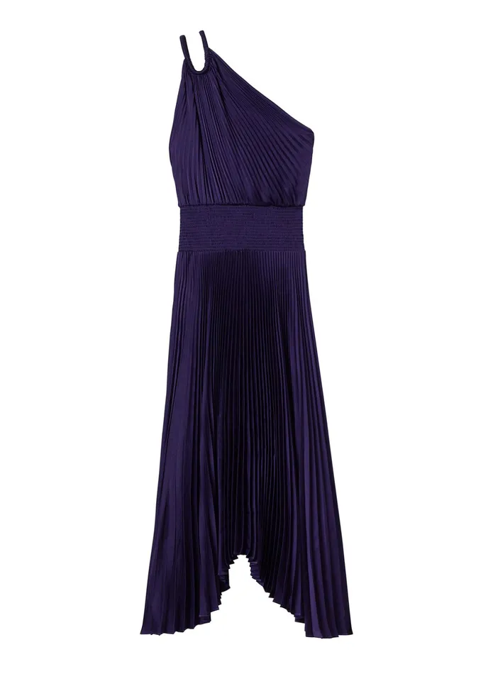 ALC Dresses Ruby Satin Pleated Dress Purple 8211 Women