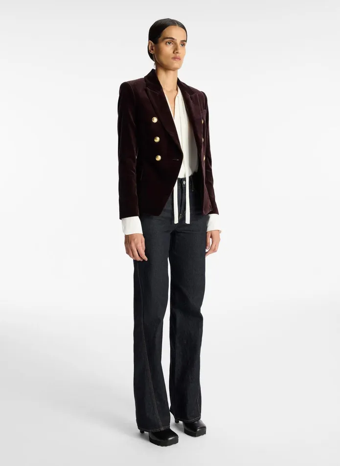 ALC Jackets and Coats Chelsea Velvet Tailored Jacket Chocolate Plum 8211 Women