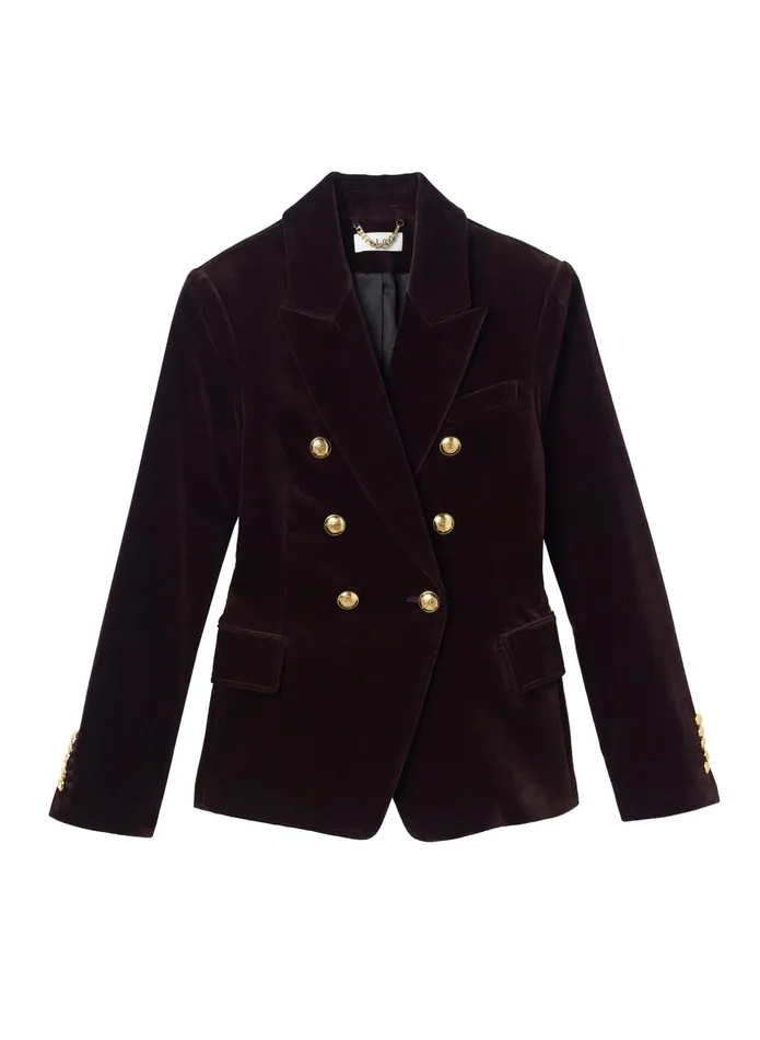 ALC Jackets and Coats Chelsea Velvet Tailored Jacket Chocolate Plum 8211 Women