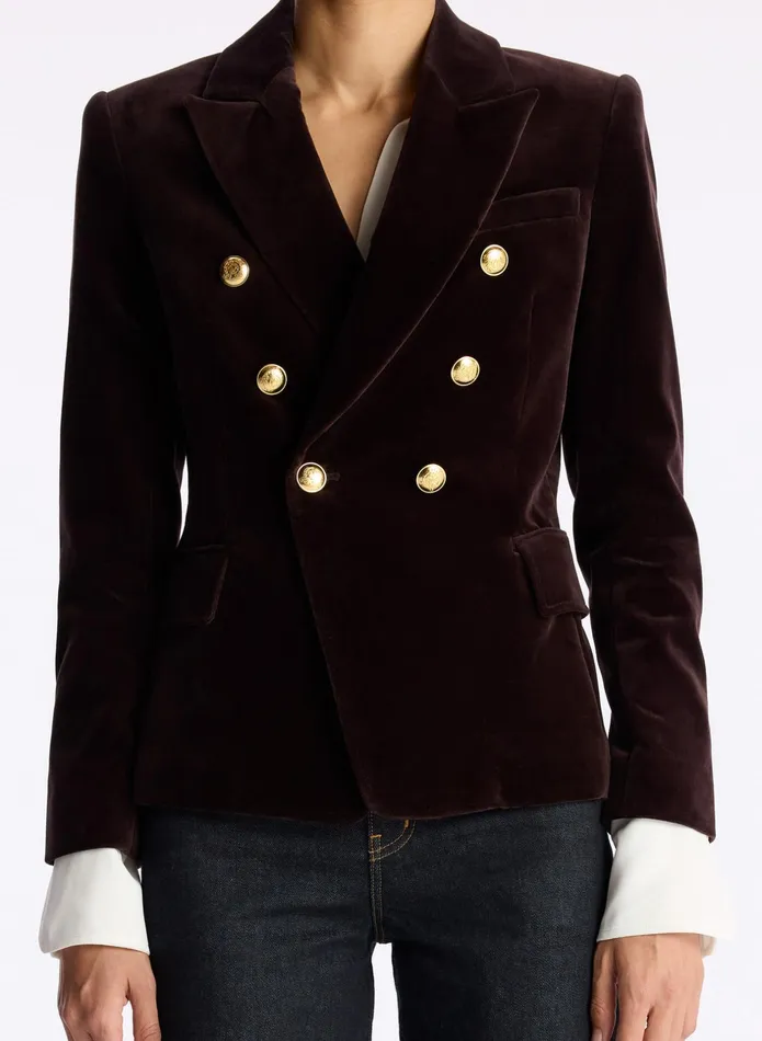 ALC Jackets and Coats Chelsea Velvet Tailored Jacket Chocolate Plum 8211 Women