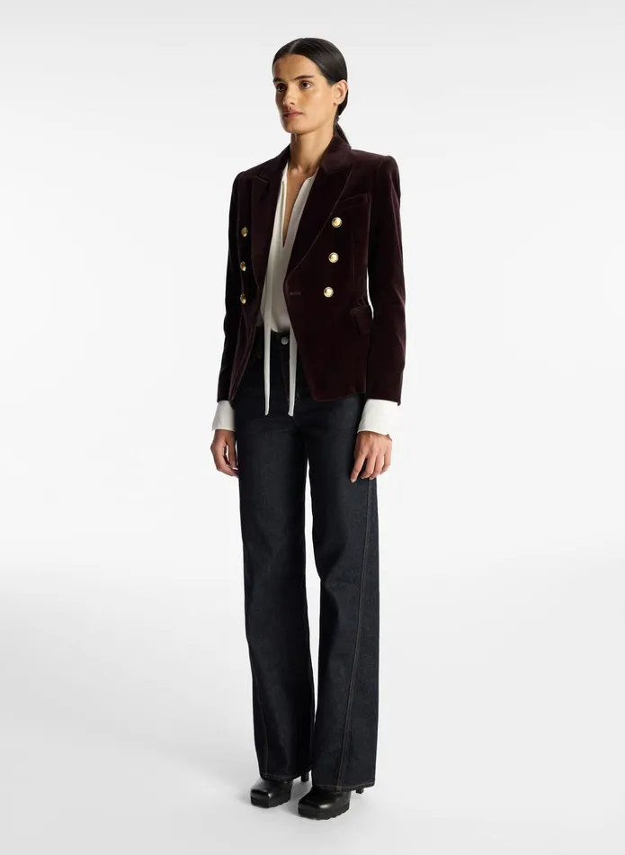 ALC Jackets and Coats Chelsea Velvet Tailored Jacket Chocolate Plum 8211 Women