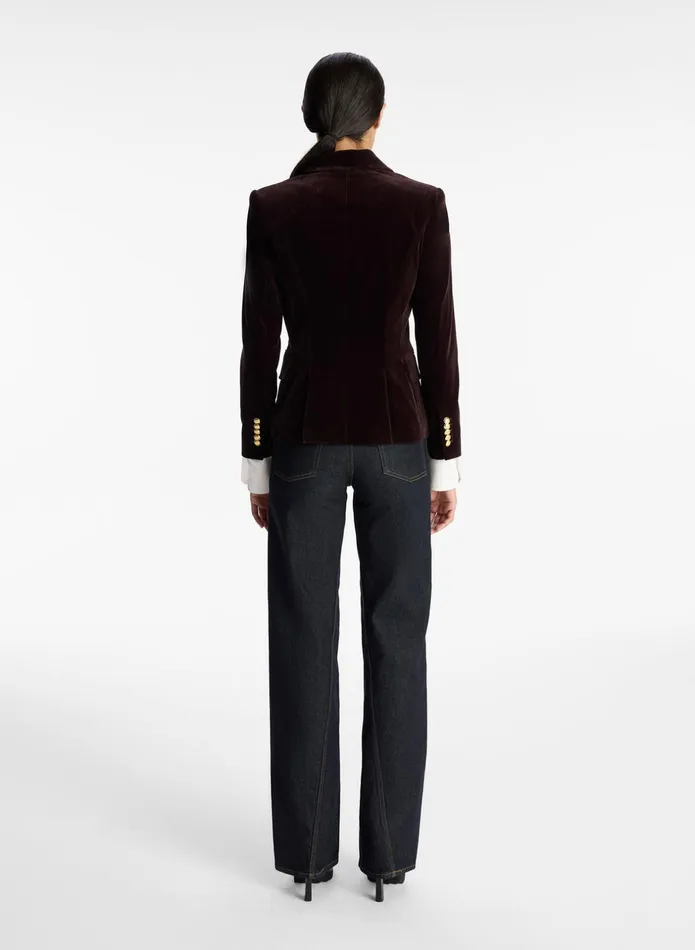 ALC Jackets and Coats Chelsea Velvet Tailored Jacket Chocolate Plum 8211 Women