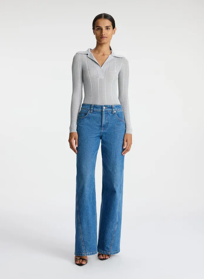 ALC Knitwear Elsa Metallic Knit Top Mercury 8211 Women